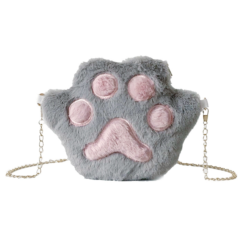 Creative cute cartoon bear paw cat claw fur bag chain all shoulder crossbody bag fashion gift