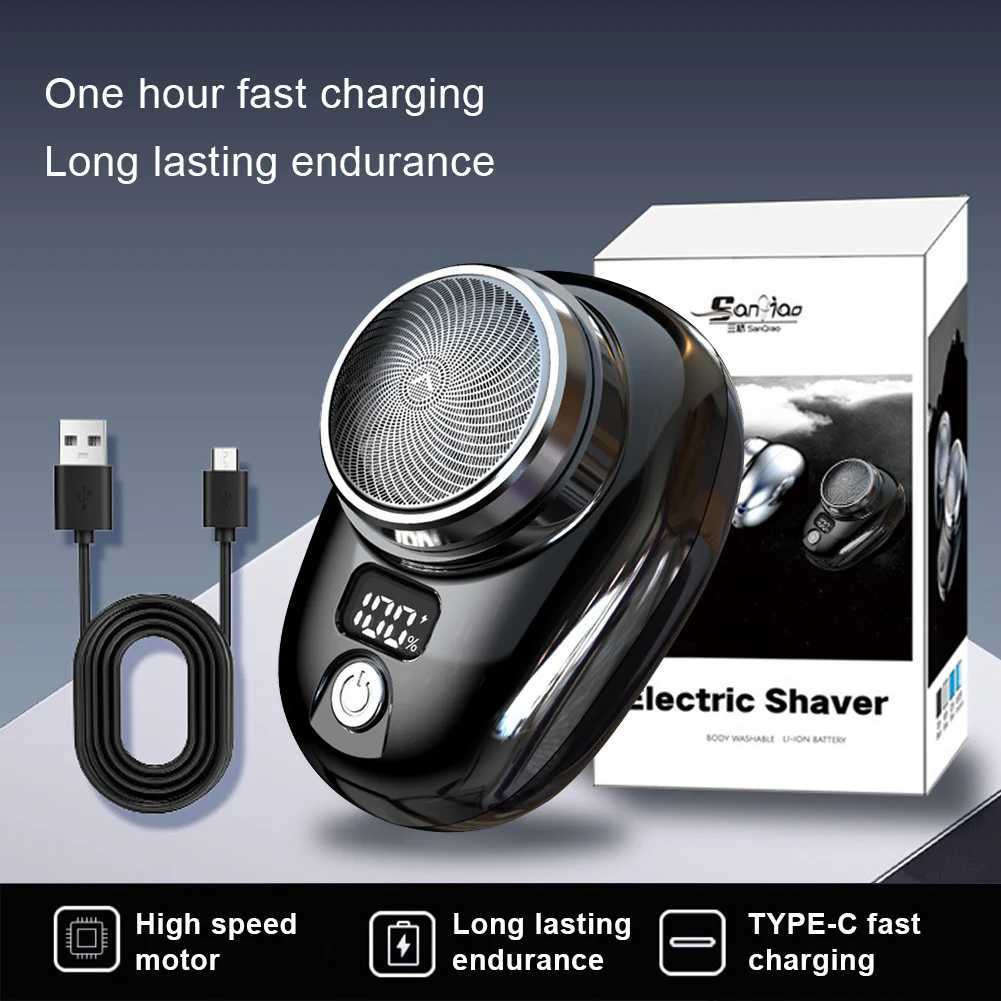 USB charging beard trimmer cordless travel pocket shaver pocket size electric shaver mens facial cleaning shaver W240802