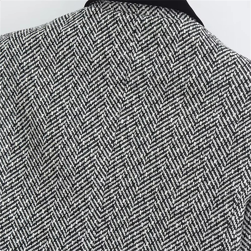 UNIZERA AutumnWinter Womens Fashion Edition Short Herringbone Pattern Wool Set Jacket 240827