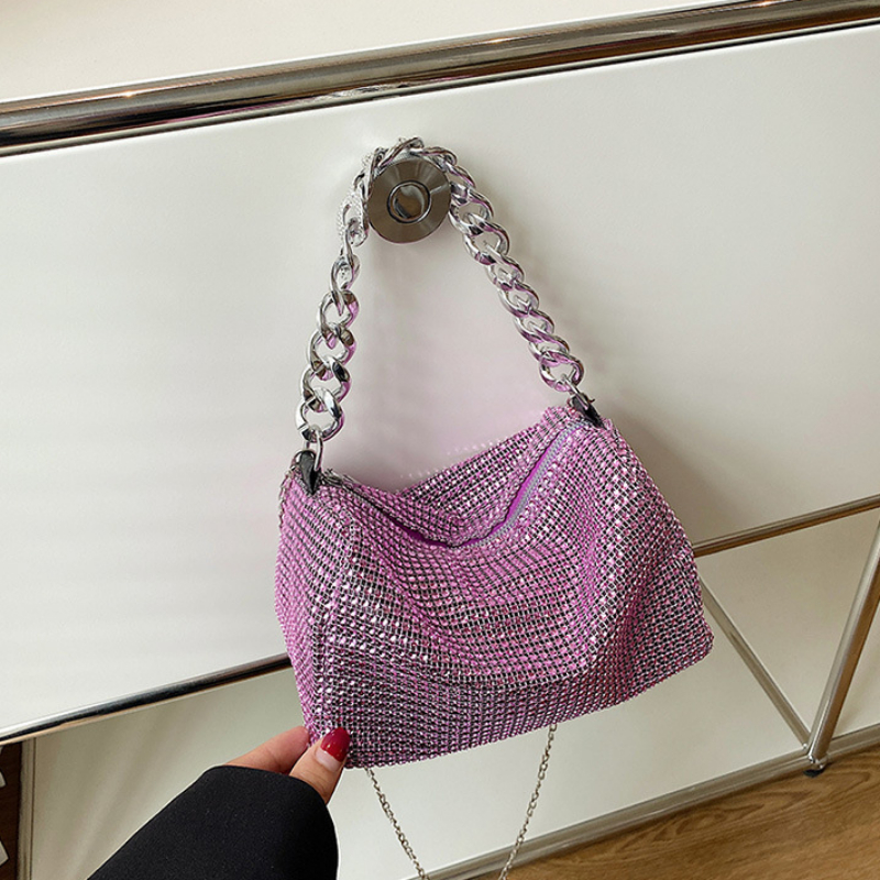 Fashion Glitter Rhinestone Evening Bag Women Trend Luxury Shiny Handbag Female Nightclub Carnival Party Crossbody Underarm Bag