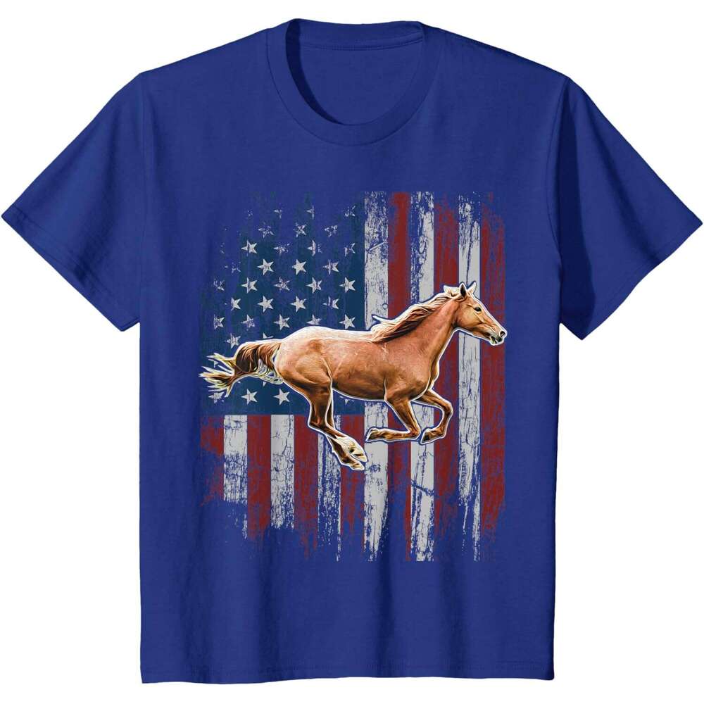 T shirt Mens Patriotic Horse American Flag Horseback Riding Farm Gift T-Shirt shirts tshirt graphic tee Casual tops summer clothes Short sleeve Free s