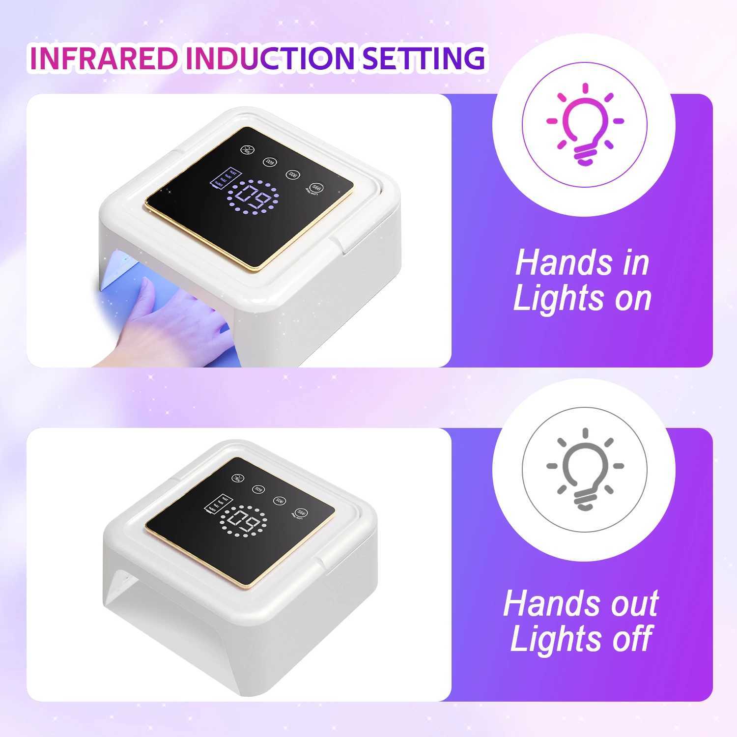 DinaBeauty Rechargeable UV LED Nail Lamp Wireless Gel Polish Nail Dryer Pedicure Manicure Light Cordless Nail Lamp Salon ToolCL2400806