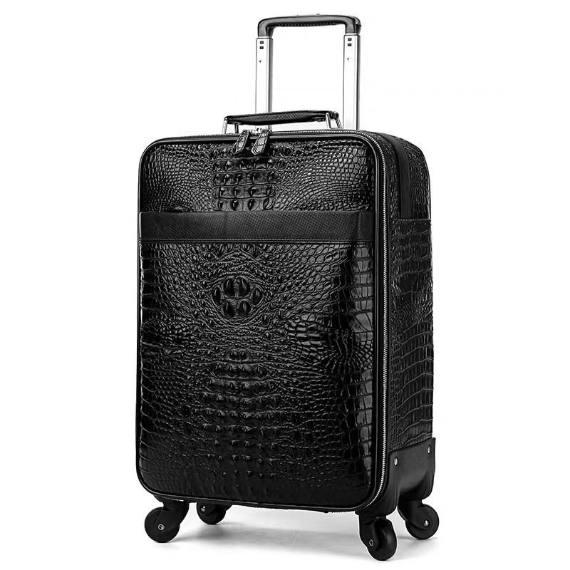 GraspDream New Men Crocodile head layer cowhide lage sets cabin travel bags on wheels business trolley suitcase with handbag 4