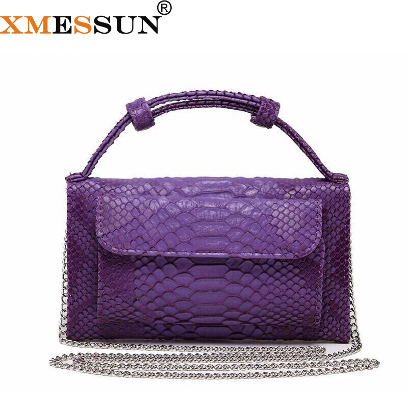 XMESSUN Fashion Purple Snake Pattern Clutch Bag Crossbody Bags for Women 2024 Summer Lady Shoulder Handbag Female Travel Purse