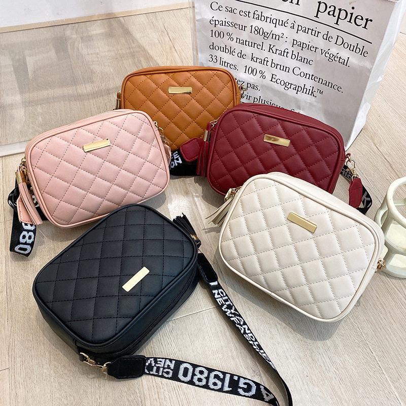 Rhombic Small Square Bag 2022 New Popular Shoulder Bag Women Solid Color PU Leather Mini Zipper Handbags Female Crossbody Bag