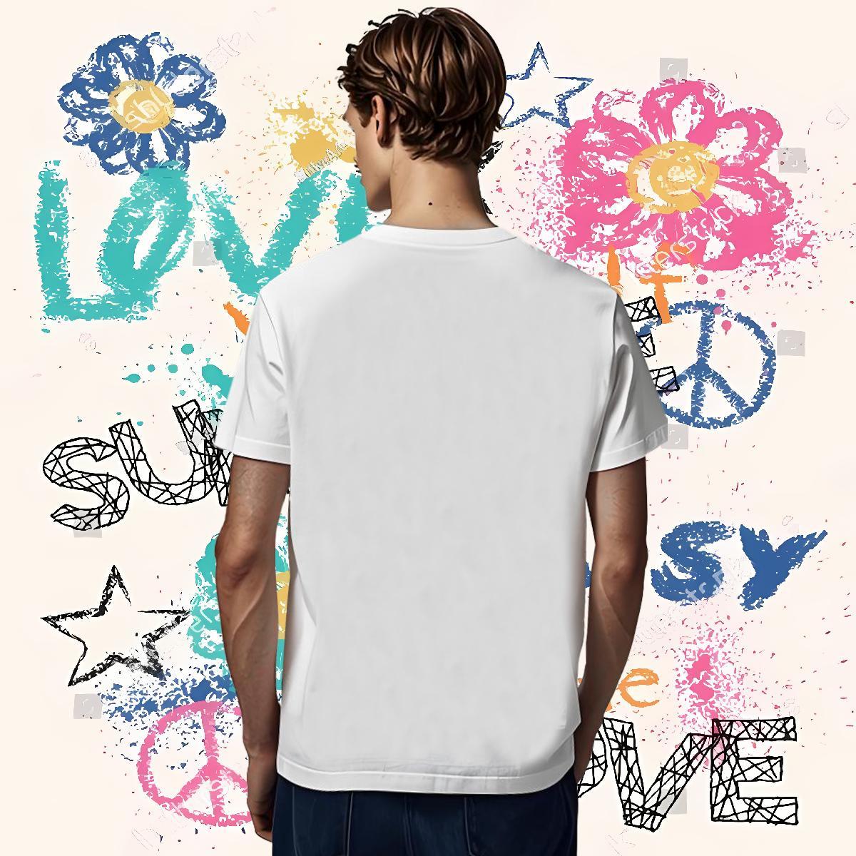 2024 DIY T-Shirts for Men 230g Pure Cotton tree Home Outdoor Tee Shirt Crew Neck Breathable Loose Men Tops Tees Black White