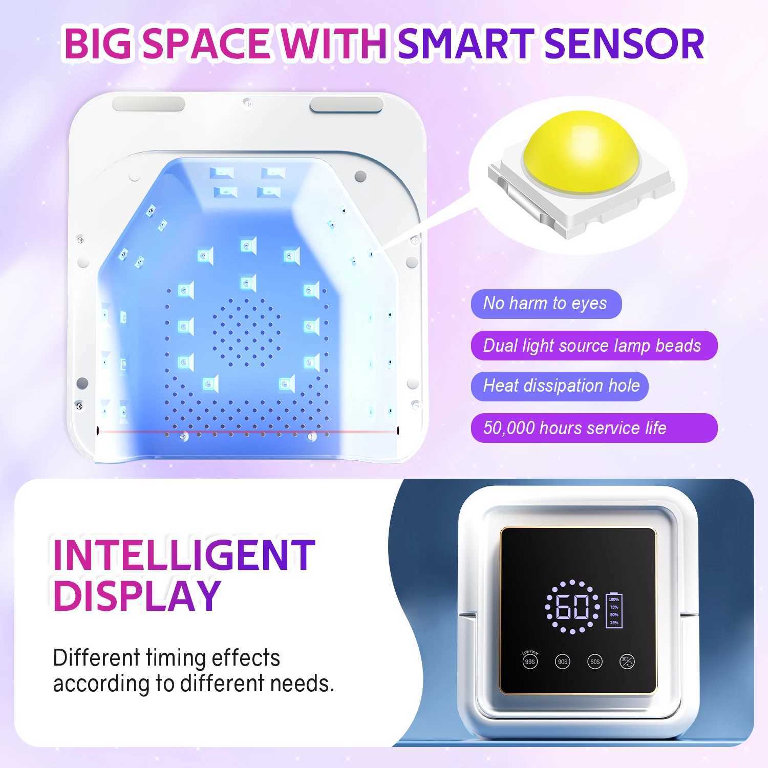 DinaBeauty Rechargeable UV LED Nail Lamp Wireless Gel Polish Nail Dryer Pedicure Manicure Light Cordless Nail Lamp Salon ToolCL2400806