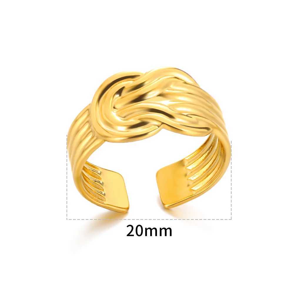 Womens stainless steel ring gold adjustable opening ring couple vacation beach waterproof jewelry gift W240802