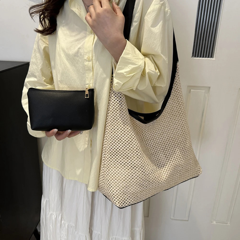 Womens Lefia Shoulder Bag Top Handle Clutch Wallet Bohemian Lattan Handbag 2024 Summer Beach 240802