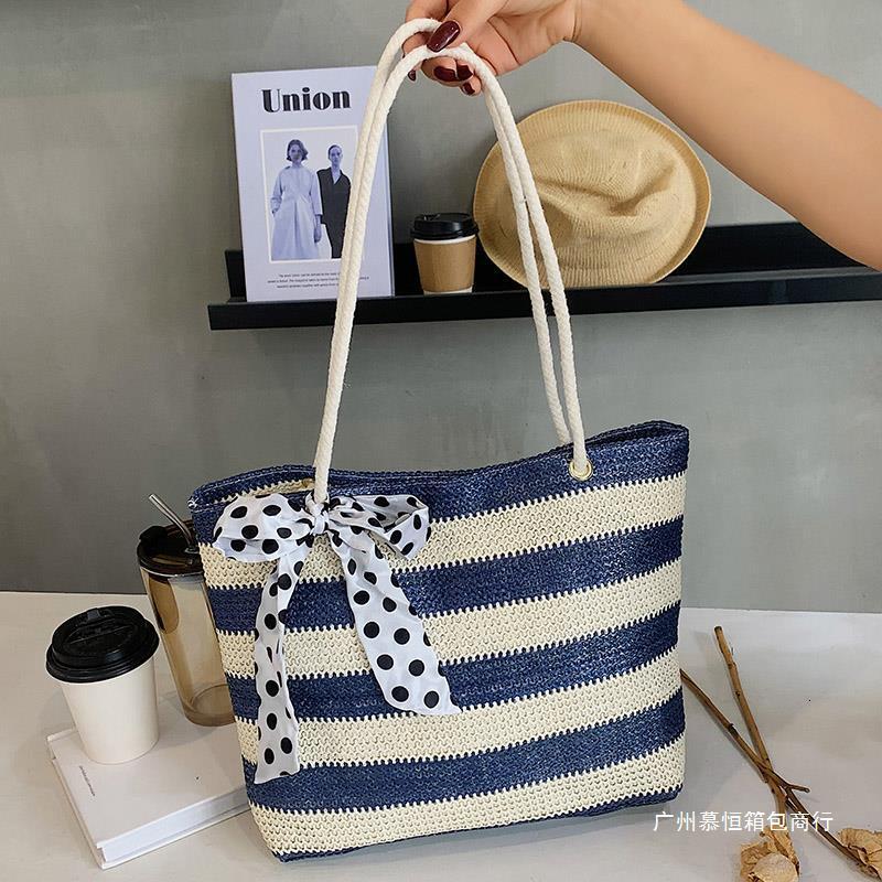 Summer fashion woven women 2024 new casual handbag versatile shoulder for class hand-held tote bag H82#23 ddmy d286