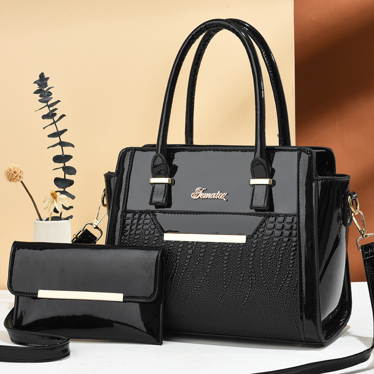 2psc Set Women Handbags Large Capacity Women Bag Ladies Leather Tote Shoulder Crossbody Bags Sac A Main Femme Luxe