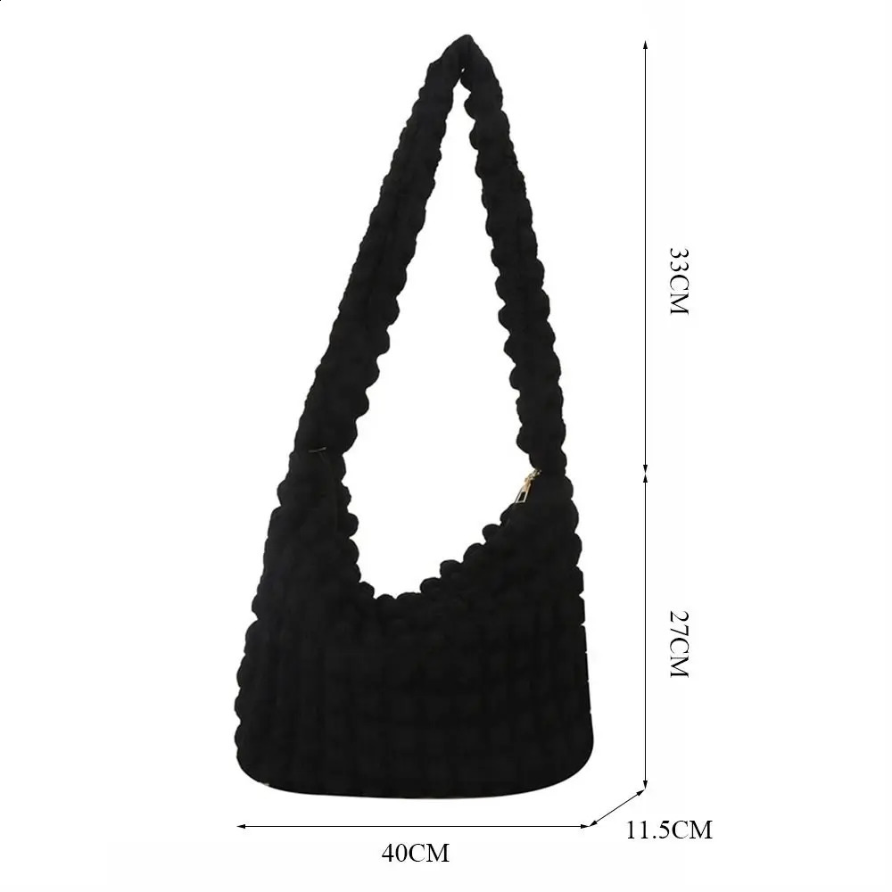 Quilted Pleated Crossbody Bag for Women Padded Shoulder Bag Ruched Cloud Bubbles Nylon Handbags Purse Large Puffer Tote Bag 240822