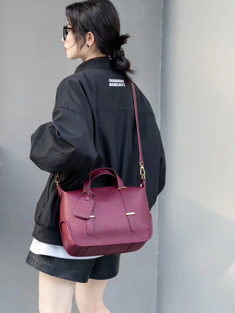 Luxury Winter Dark Red Green Pillow Tote Large Natural Cow Leather Women's Handbag Fashion All-match Quality Ladies Shoulder Bag