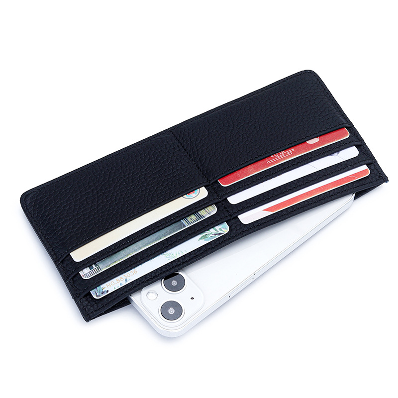 2024 Brand Purse Men and Women Genuine Leather Ultra-thin Soft Leather Wallet First Layer Leather Wallet Long Zipper Coin Pocket