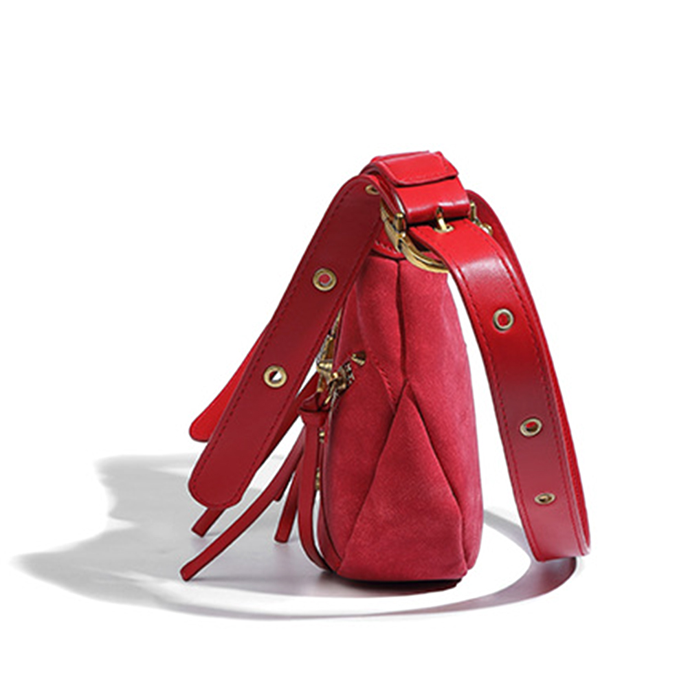 Suede Tassel Shoulder Bag for Women Luxury Handbags Designer Clutch Purse Vintage Underarm Bag 2023 Fashion Crescent Shopper Bag