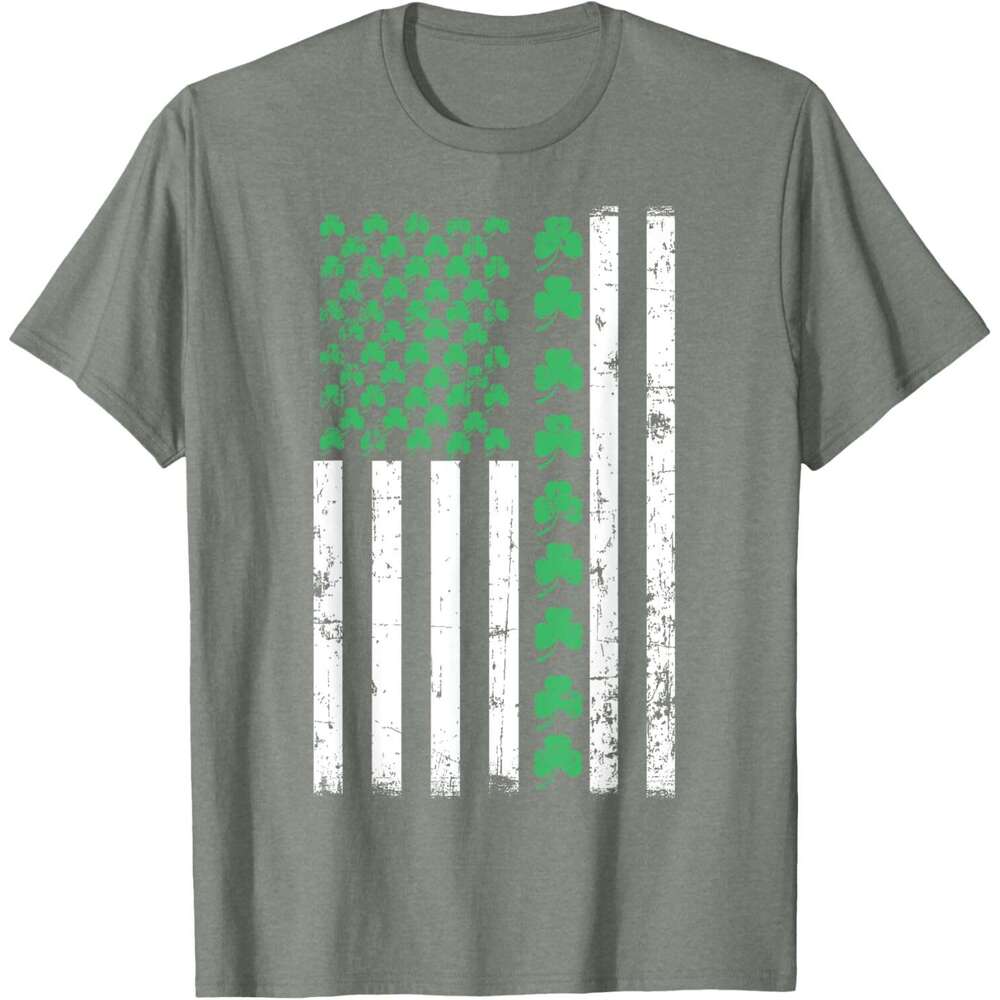 T shirt Mens American Flag St Patricks Day Vintage Irish Lucky T-Shirt shirts tshirt graphic tee Casual tops summer clothes Short sleeve Free shipping