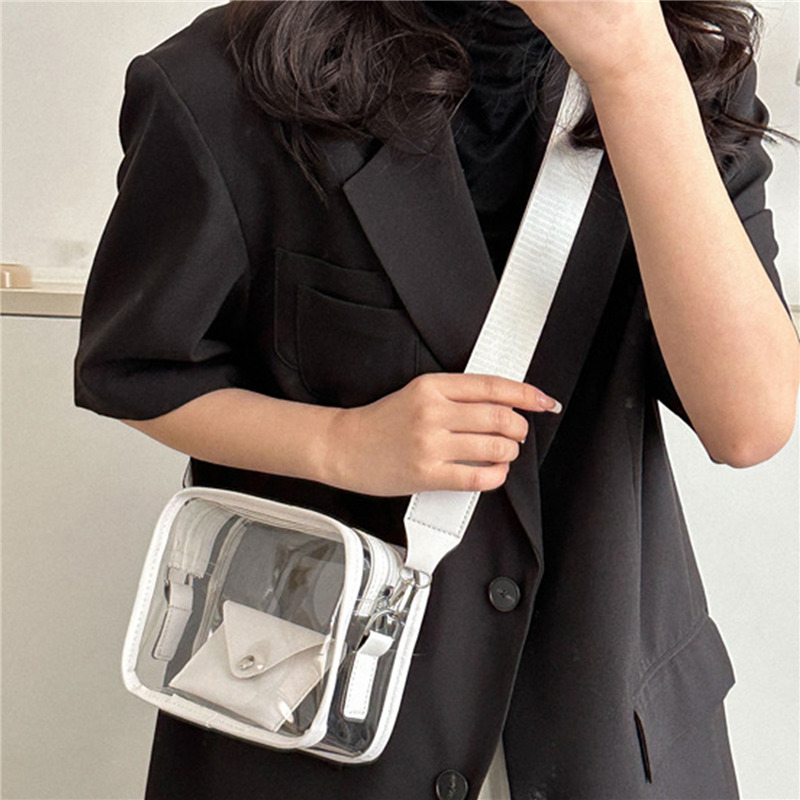 Fashion PVC Transparent Women Shoulder Bags Casual Ladies Crossbody Bags Solid Handbags Messenger Bags for Women Phone Purse