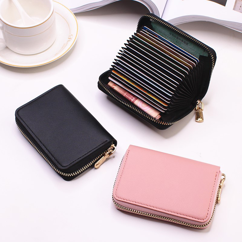 New Design Small Black Red Business Women/Men Bank/ID/Credit Card Holder 20 Bits Card Wallet PU Leather Protects Case Coin Purse