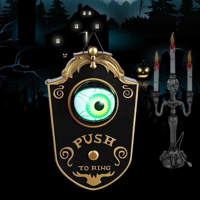Halloween Decoration One-eyed Doorbell Horror Props Ghosts Day Glowing Home Hanging Electric Luminous Sounding Eyeball Doorbell Y240801