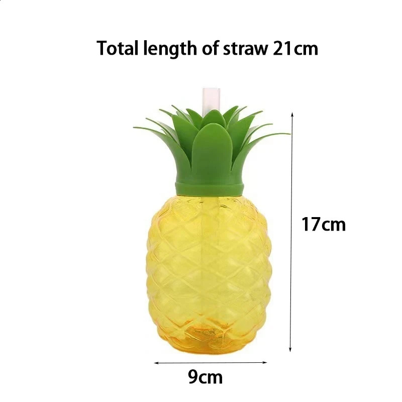 10pcs Plastic Strawberry Pineapple Drinking Cup with Straw Hawaii Party Decoration Luau Flamingo Summer Beach Pool Party Decor 240802