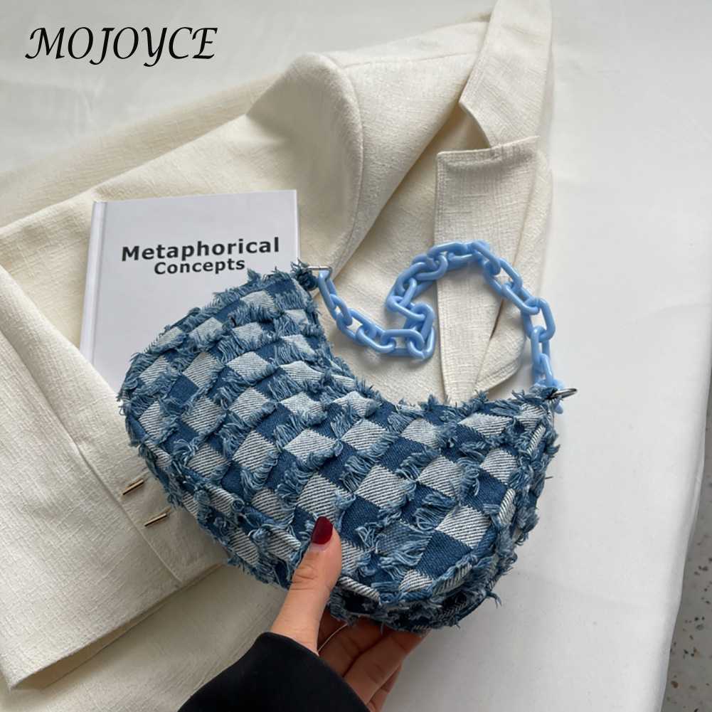 Vintage Denim Underarm Bag Ladies Fashion Simple Generous Single Shoulder Bag Casual And Versatile Daily Travel Tote For Women
