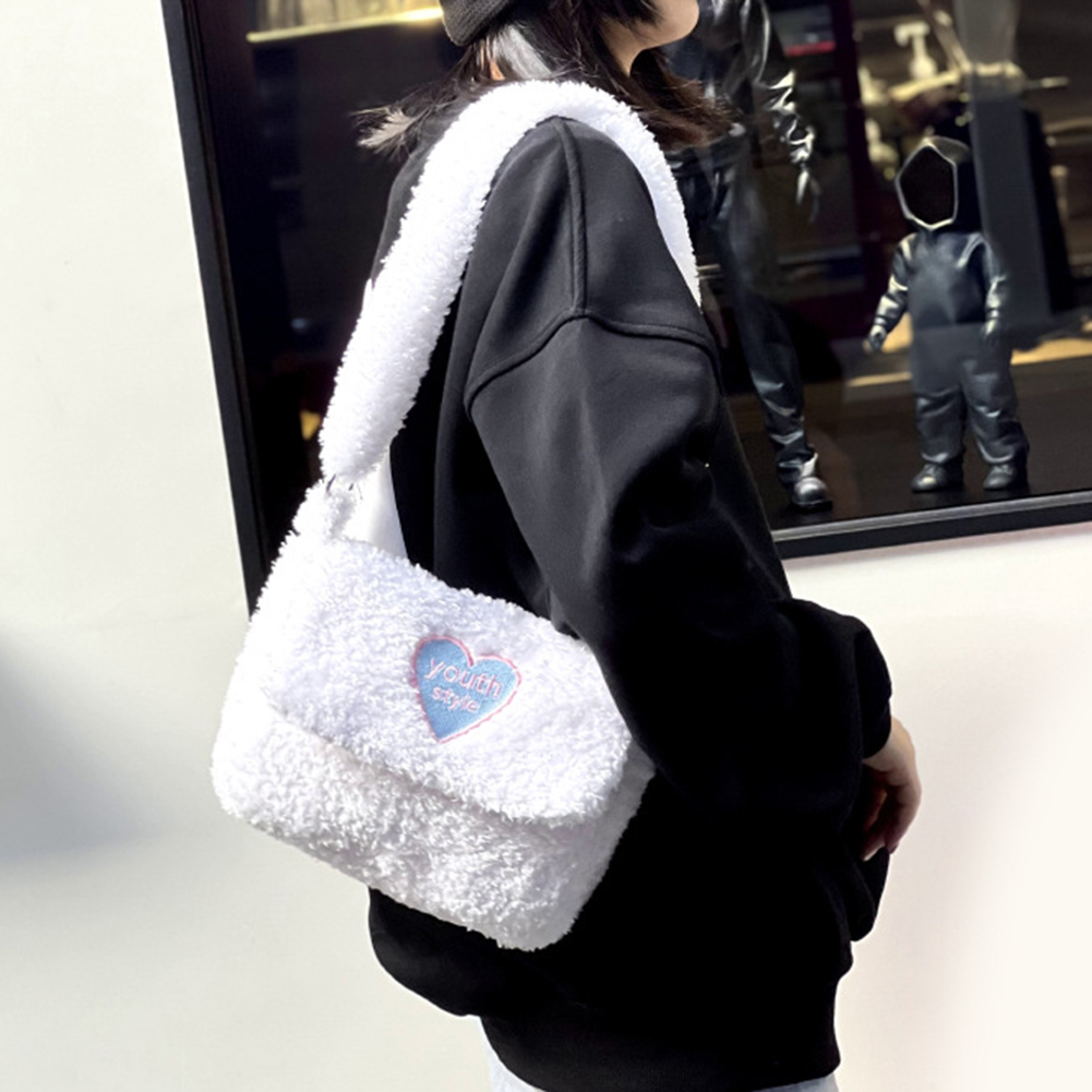 2023 New Plush Fabric Women's Shoulder Crossbody Bag Small Fashion Lambs Wool Fluffy Fur Winter Female Bag Designer Handbags