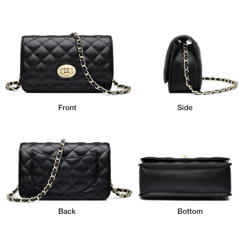 FOXER Lattice Women Messenger Bag Designer Chain Shoulder Bag Split Leather Female Classical Crossbody Bag Lady Stylish Flap Bag