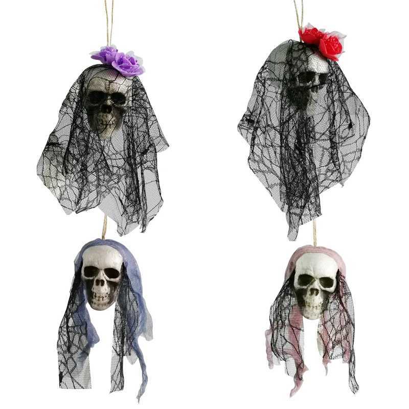 Skull Decor Prop Skeleton Head Plastic 1 1 Model Halloween Style Haunted House Party Home Decoration Game Supplies High Quality Y240801