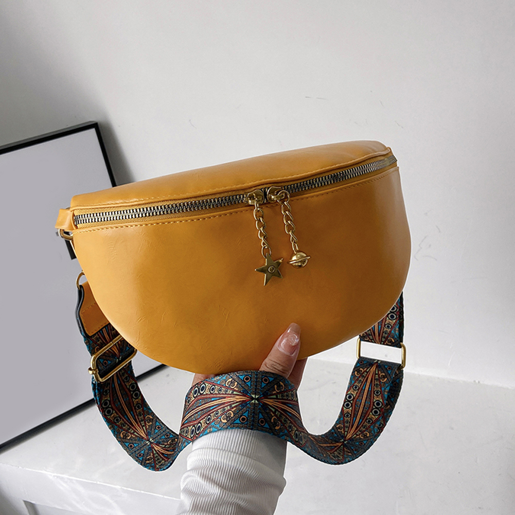 Fashion Women Fanny Pack Wide Strap Vintage Crossbody Bags Female Waist Purse Zipper Portable Leather Waist Bag Shoulder Bag