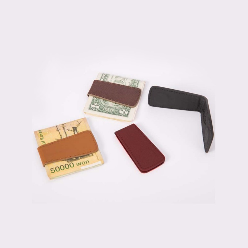 QOONG Men's Leather Srong Magnetic Money Clip Slim Mini Bills Wallet Holder Women Credit ID Cards Magnet Money Clips ML1-002