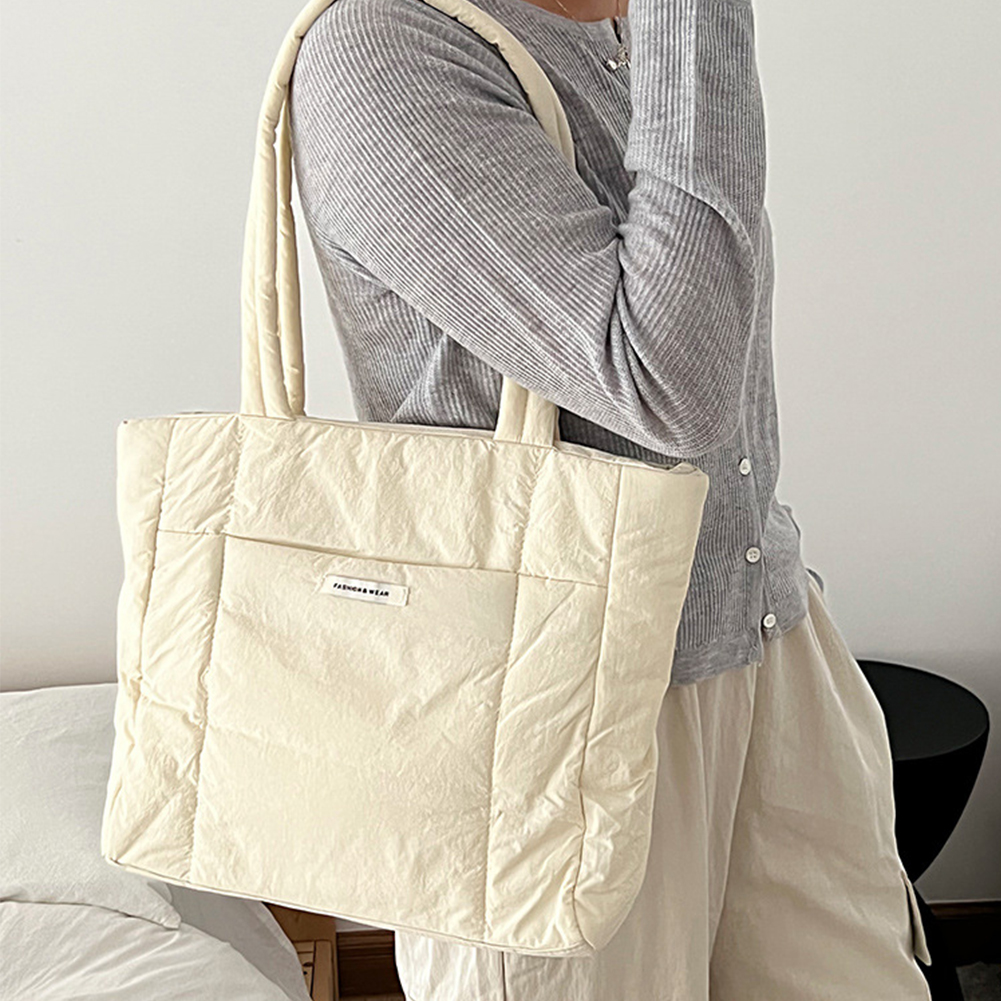 2023 Nylon Shoulder Bag for Women Korean Down Cotton Tote Bag Large Capacity Ladies Soft Underarm Bag Simple Puffer Commute Bags