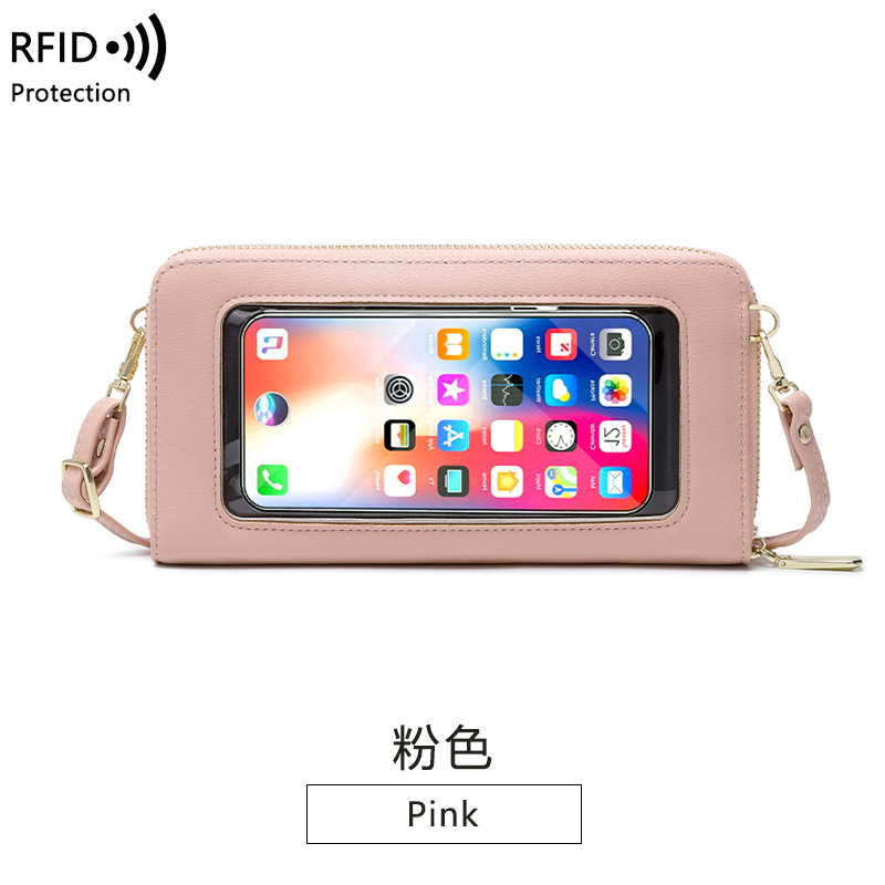 Women Mini Shoulder Bag Touch Screen Mobile Phone Transparent Bag Ladies Student Multi-function Messenger Wallet Handbag