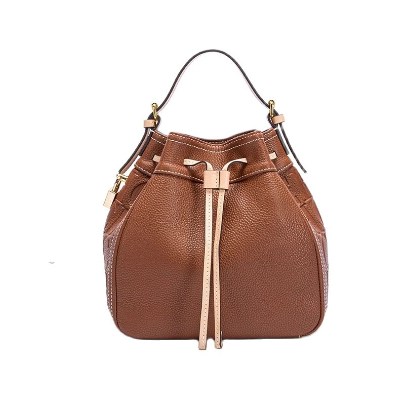 Women's Handbag 2023 New Fashion Leather Small Messenger Bag for Ladies Natural Texture Deep Printing Shoulder Bag Bucket