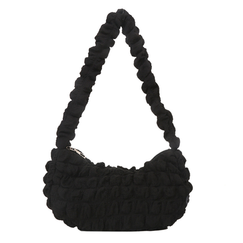 Girl's pleated cloud soft cloud bubble women's bag underarm bag leisure shopping shoulder bag women's cute wallet