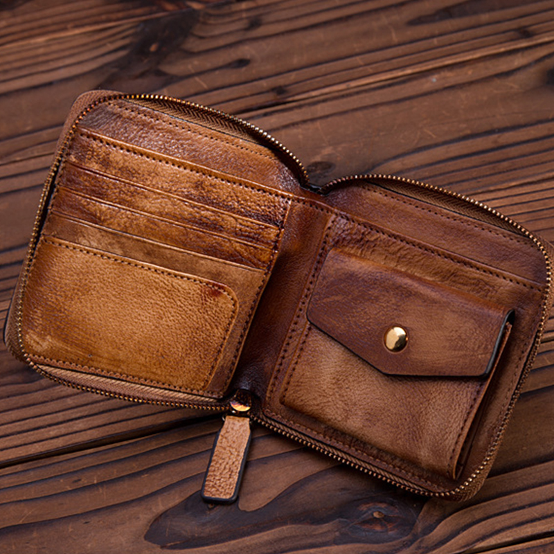 MOTAORA Man‘s’ And Women's Wallets Leather Short Zipper Wallet New 5 Color Coin Purse Vintage Cash Bag Cowhide Solid Money Bags