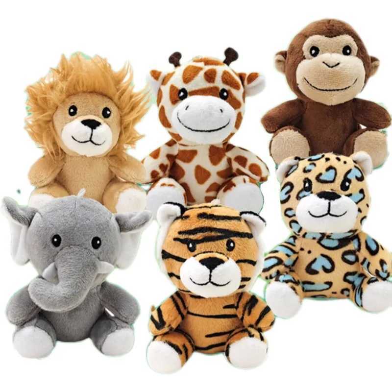 Mini Forest Animals Stuffed Plush Toy Sitting Lion Tiger Elephant Monkey Leopard Giraffe Doll Keychain For Kid Birthday Gifts M240801