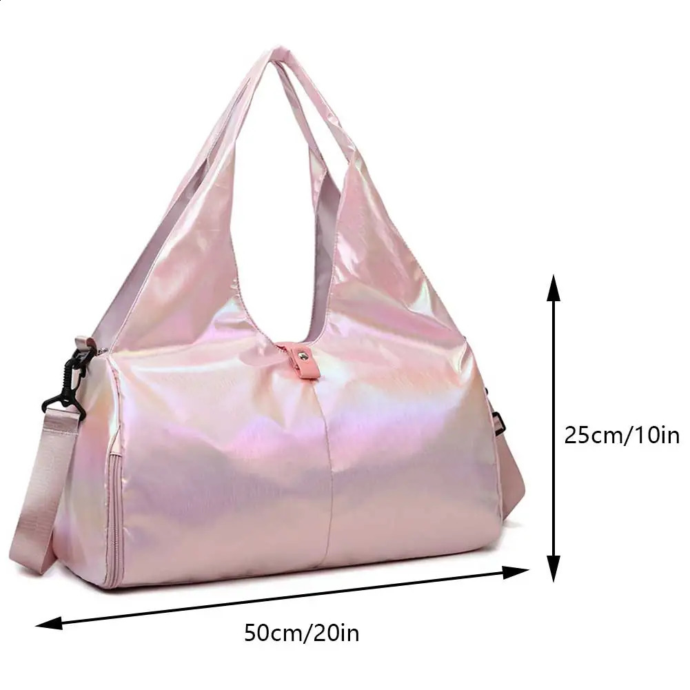 Fashion Female Yoga Sports Bags Girl Pearlescent Handbag with Shoe Storage Large Capacity Waterproof Travel Dance Tote Crossbody 240802ZY