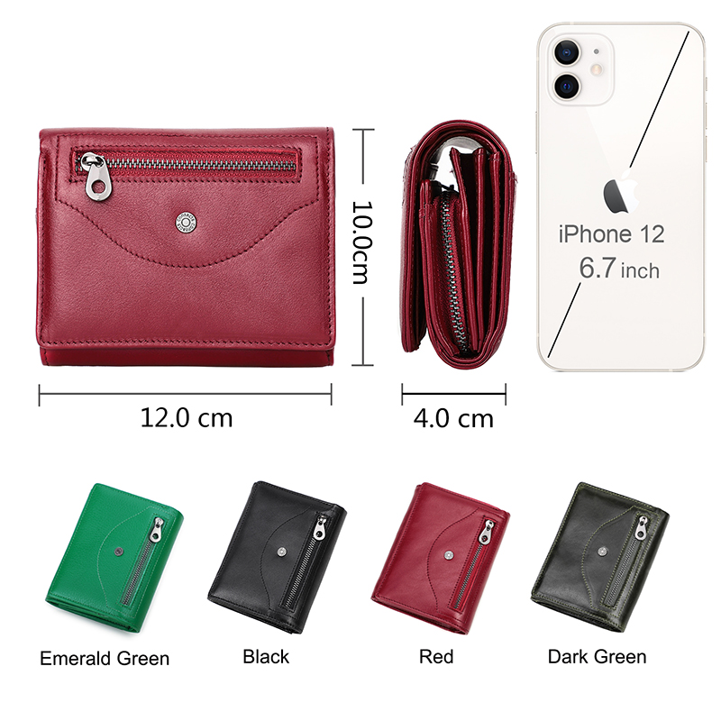 CONTACT'S Genuine Leather Women Wallets Luxury Designer Short Bifold Fashion Women's Purses Card Holders Coin Purses Female Bags