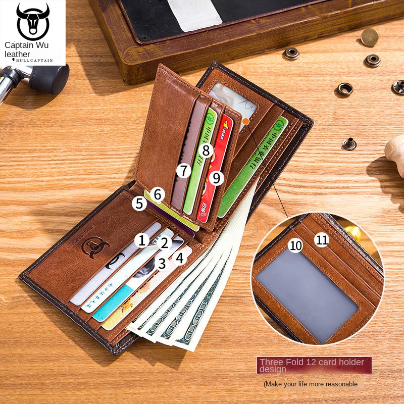 Brand men's Wallet Genuine Leather Purse Male Wallet Multifunction Storage Bag Coin Purse Wallet's Card Bags Top layer cowhide