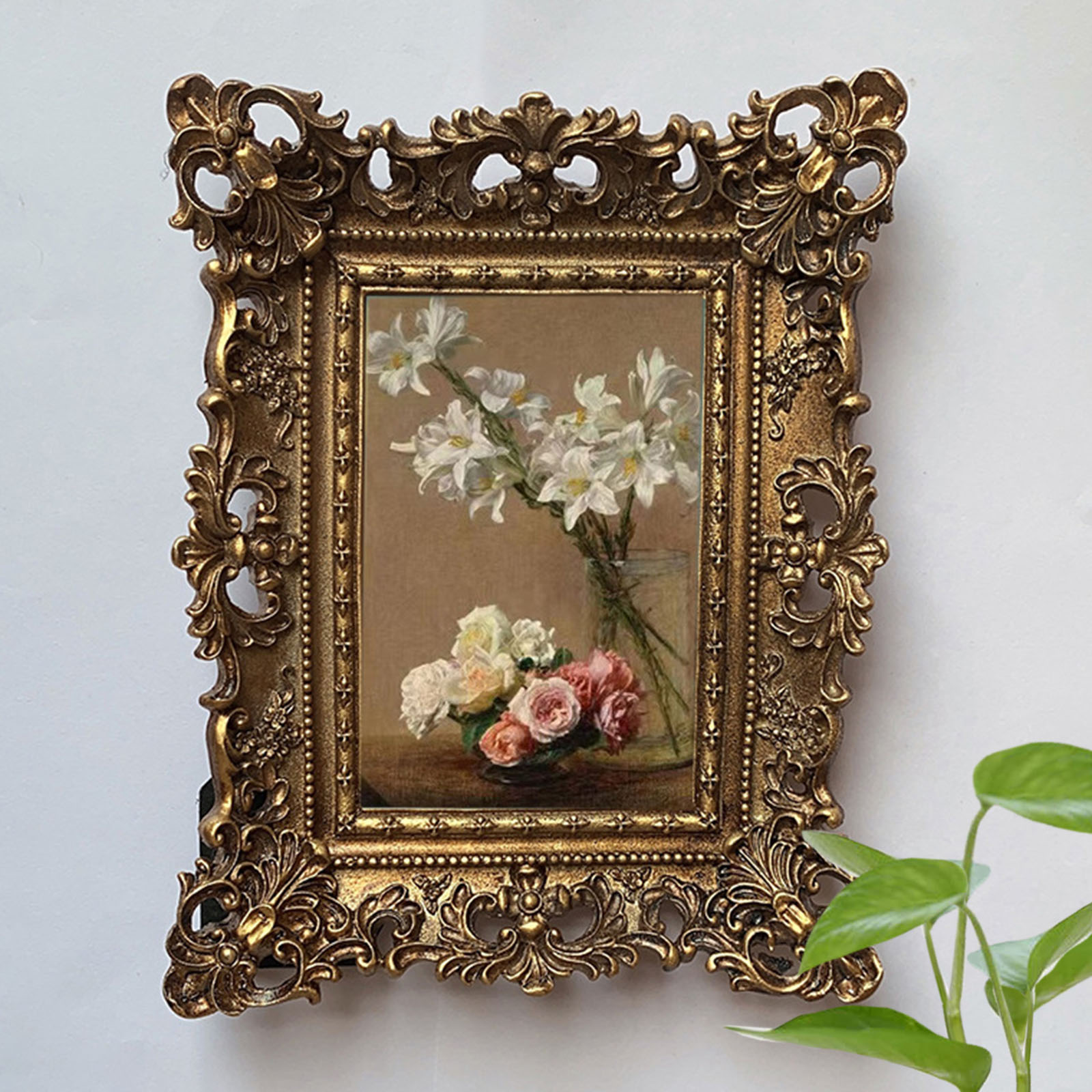 European Style Frame Photo Embossed Floral Tabletop Hanging Display Picture Holder Home Decor H260306