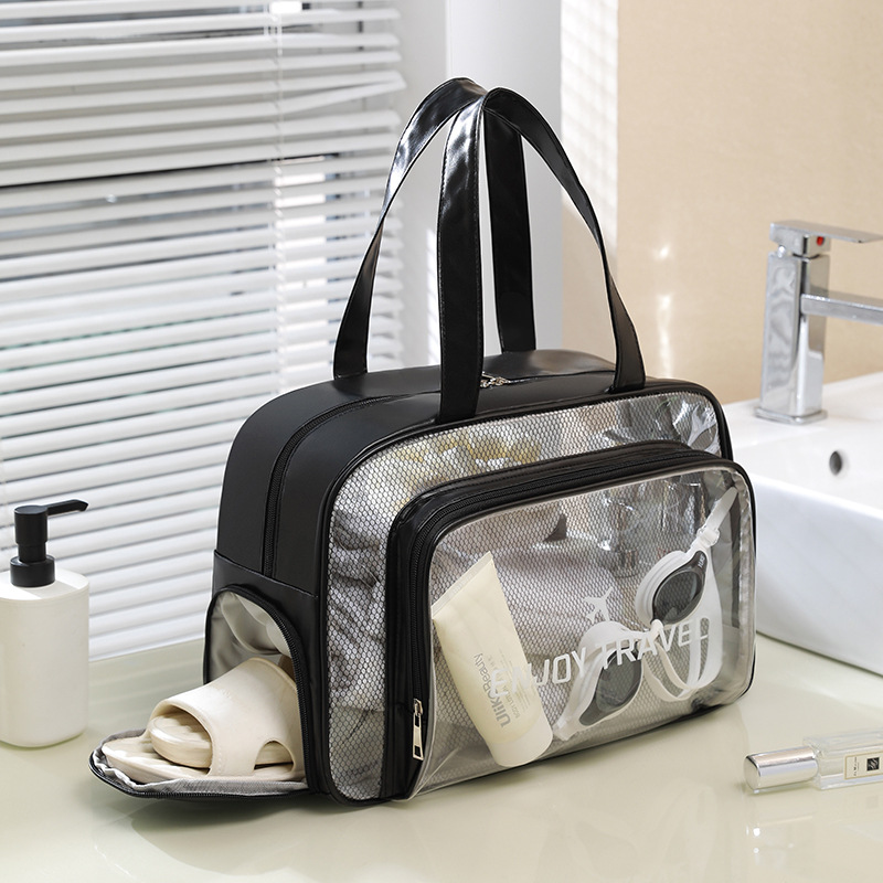 Storage Bags PVC Large Captity Transparent With Dry Wet Separation For Travel Tote beach bag with shoe storage