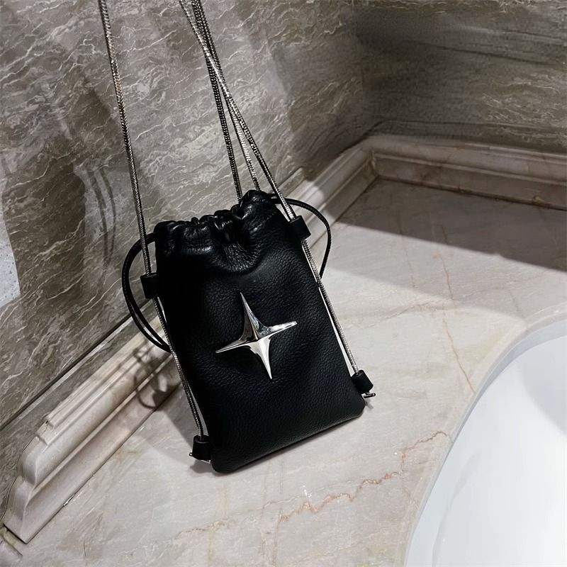 2024 Fashion Trendy Star Drawstring Shoulder Bags Women Streetwear Mini Cell Phone Bag Y2k All Match Korean Handbags Crossbody