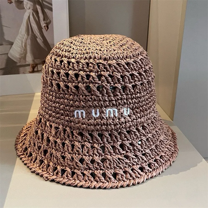 Designer Bucket Hat Luxury Straw Hat Women Letter Woven Hat Luxury M Sunhat Summer Beach Cap Crochet Hat Brand Sun Hat Outdoor Casual Caps CUG24080208