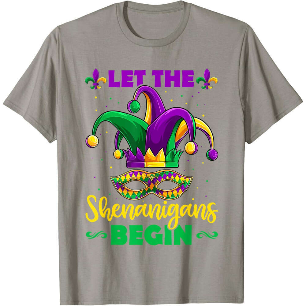 T shirt Mens Let The Shenanigans Begin Mardi Gras Kids Men Women T-Shirt shirts tshirt graphic tee Casual tops summer clothes Short sleeve Free shippi