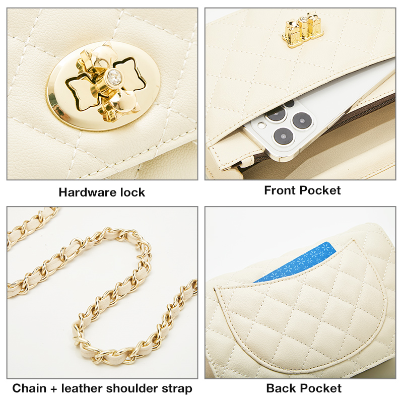 FOXER Lattice Women Messenger Bag Designer Chain Shoulder Bag Split Leather Female Classical Crossbody Bag Lady Stylish Flap Bag