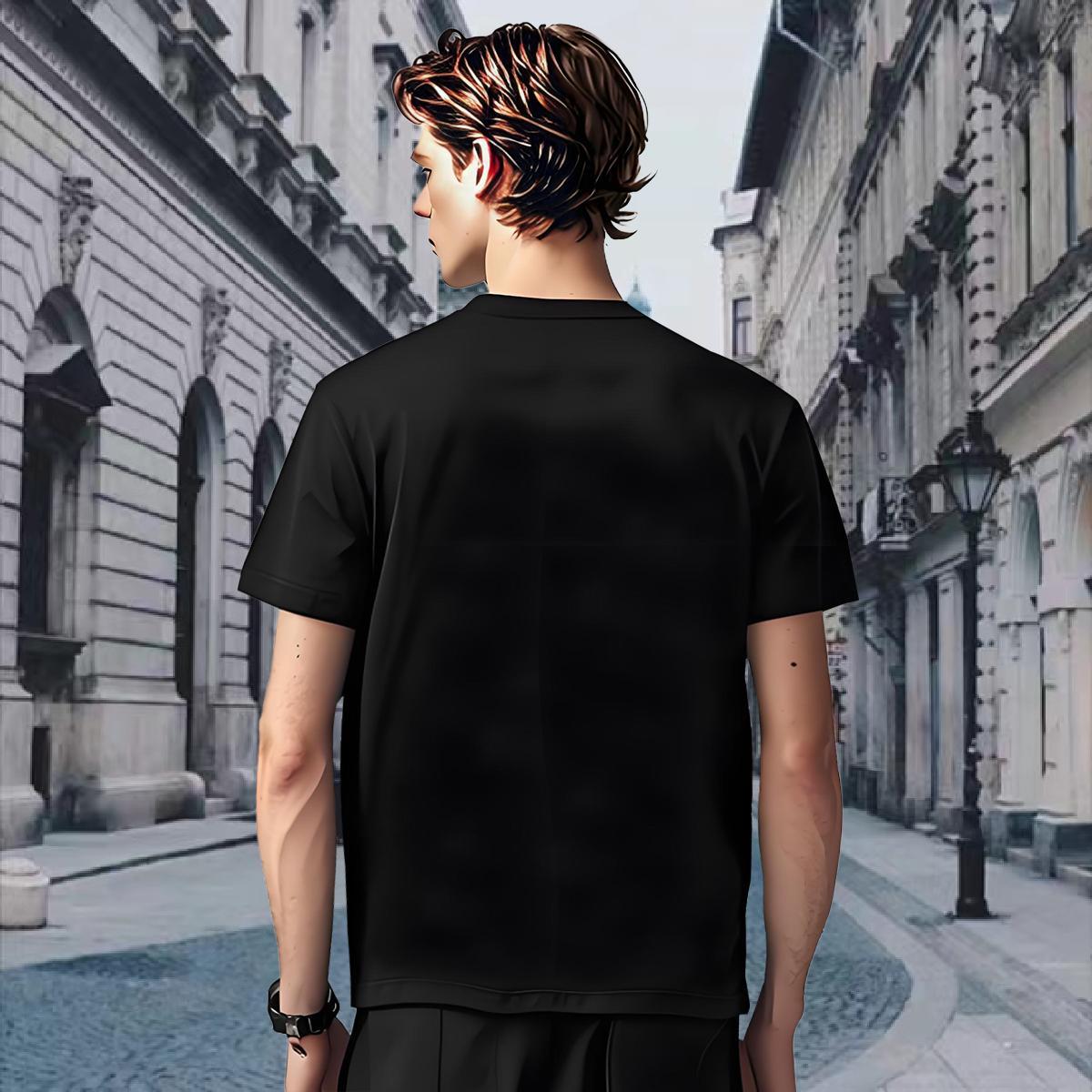 T-Shirts for Men 230g Cotton universe High Street Hip Hop Short Sleeve O-Neck Cartoon Print Tshirts Casual New Loose Clothings