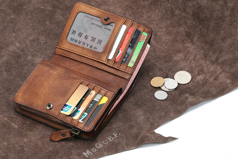 Fashion Vintage Genuine Leather Wallet men Wallet Leather men purse vertical short money bag male wallet coin Purse card holder