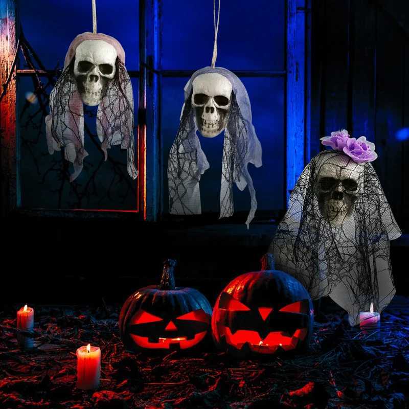 Skull Decor Prop Skeleton Head Plastic 1 1 Model Halloween Style Haunted House Party Home Decoration Game Supplies High Quality Y240801