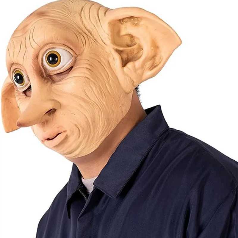 Latex Elf Ears Full Head Cover Dobby Voldemort Mask Cosplay Costume Props Headwear Funny Elfin AccessoryXJ240802