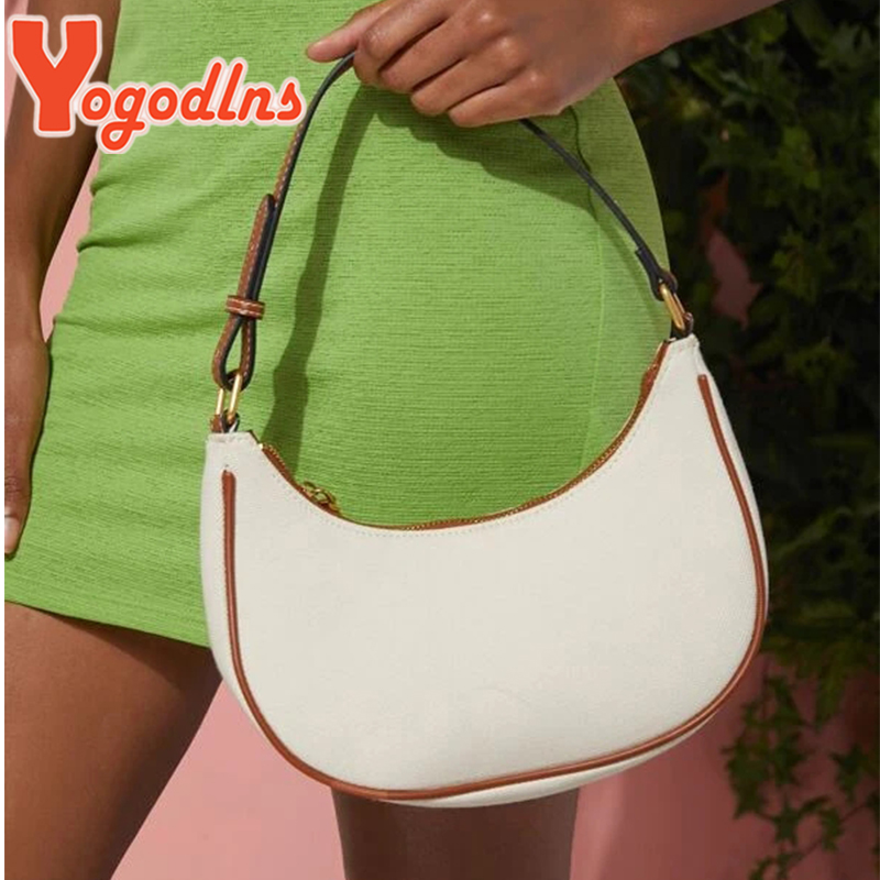 Yogodlns Trendy New Underarm Bag For Women PU Leather Shoulder Bag Vintage Dumpling Bag Designer Girls Portable Handbag Totes